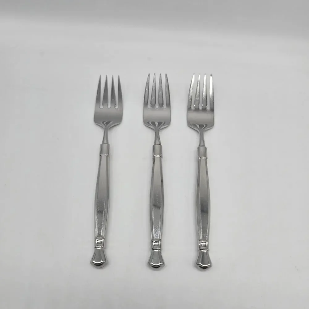 Oneida Act 1 Glossy Stainless Heirloom Cube Flatware Set of 3 Salad Desert Forks